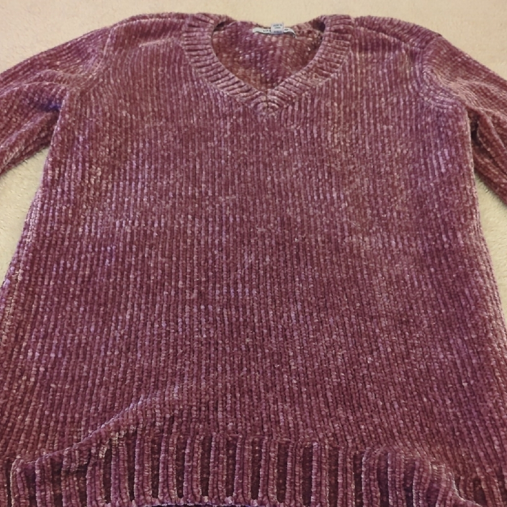 Orvis V-Neck Chenille Sweater -‎ Mauve Super Soft